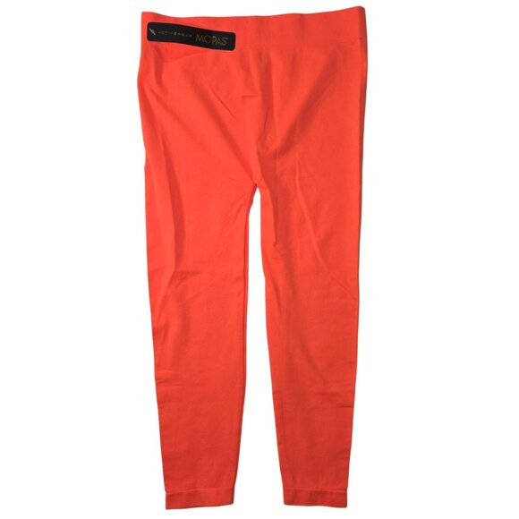 Mopas Orange Nylon Cropped Capri High Rise Athletic Yoga Gym Leggings Free Size - Picture 1 of 6